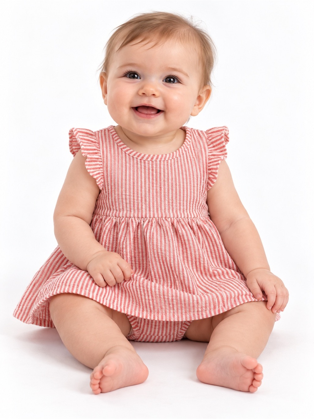 Petit Lem • NWOT Pink and White Striped Baby One-Piece dress